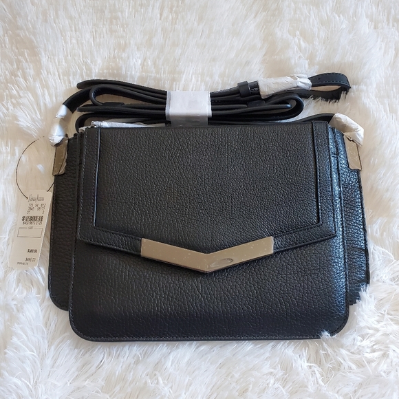 NWT Time's Arrow Mini Trilogy Crossbody Leather Bag - Black/Silver - Picture 1 of 9